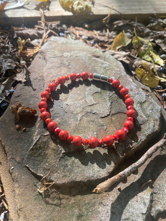 Red Pearl Magnetic Hematite Bracelet